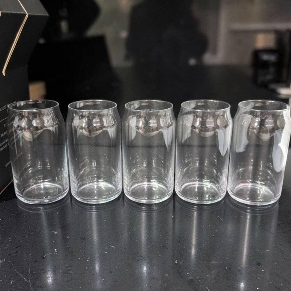 JoyJolt Can Shaped Thick Glass Tumblers, Set of 6, Durable Drinkware Cups